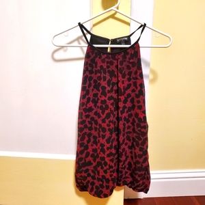 Express Black and Red Sleeveless Tunic Top